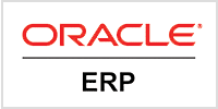 oracle write in red color in the bottom erp write in black color